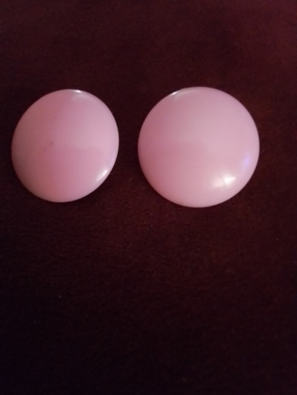 Vintage Round Pink Button Clip Earrings